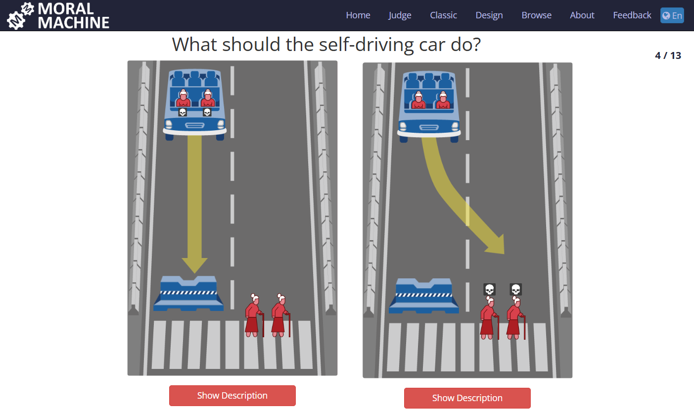 The Moral Machine trolley-problem dilemma